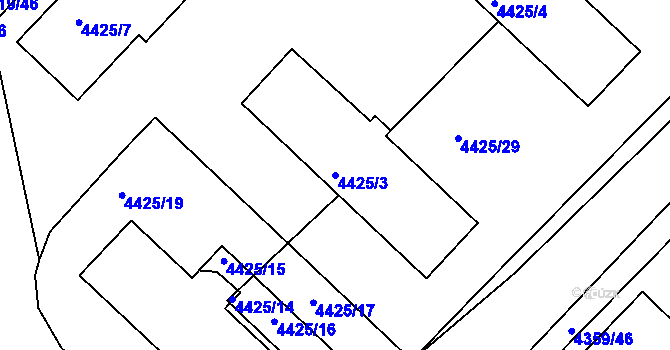Parcela st. 4425/3 v KÚ Příbram, Katastrální mapa