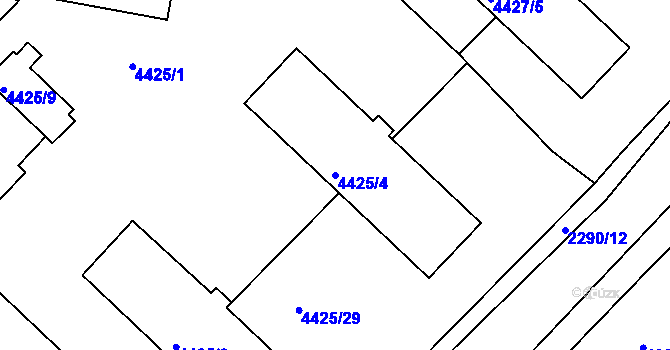 Parcela st. 4425/4 v KÚ Příbram, Katastrální mapa