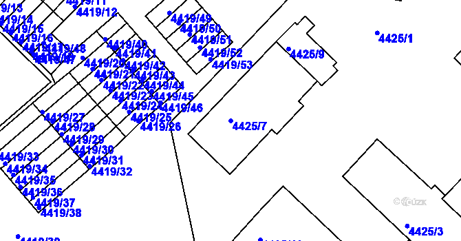 Parcela st. 4425/7 v KÚ Příbram, Katastrální mapa