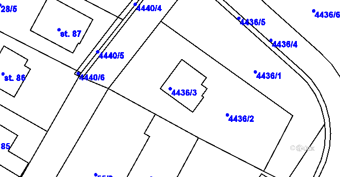 Parcela st. 4436/3 v KÚ Příbram, Katastrální mapa
