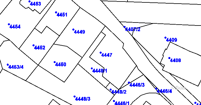 Parcela st. 4447 v KÚ Příbram, Katastrální mapa