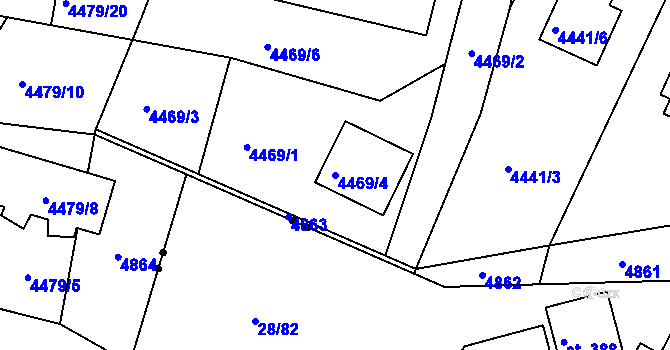Parcela st. 4469/4 v KÚ Příbram, Katastrální mapa