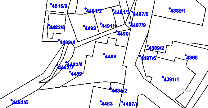 Parcela st. 4488 v KÚ Příbram, Katastrální mapa