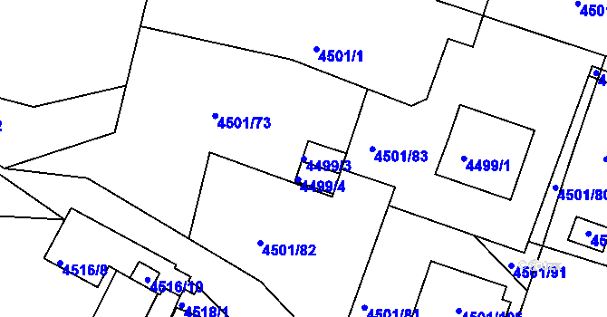 Parcela st. 4499/3 v KÚ Příbram, Katastrální mapa