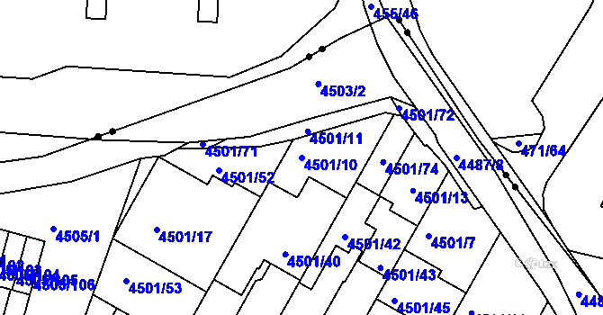 Parcela st. 4501/10 v KÚ Příbram, Katastrální mapa