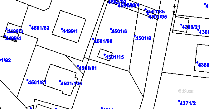 Parcela st. 4501/15 v KÚ Příbram, Katastrální mapa