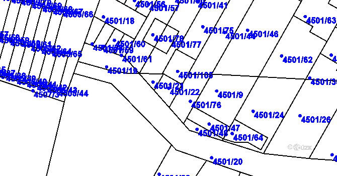 Parcela st. 4501/22 v KÚ Příbram, Katastrální mapa