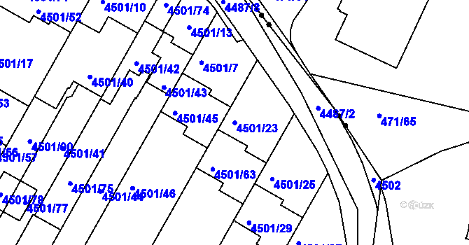 Parcela st. 4501/23 v KÚ Příbram, Katastrální mapa