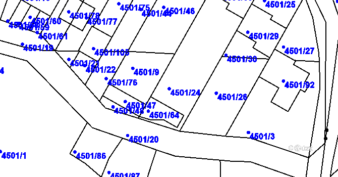 Parcela st. 4501/24 v KÚ Příbram, Katastrální mapa