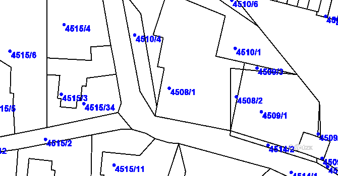 Parcela st. 4508/1 v KÚ Příbram, Katastrální mapa