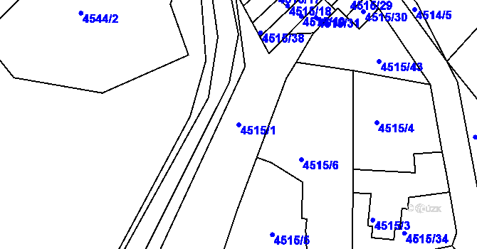 Parcela st. 4515/1 v KÚ Příbram, Katastrální mapa