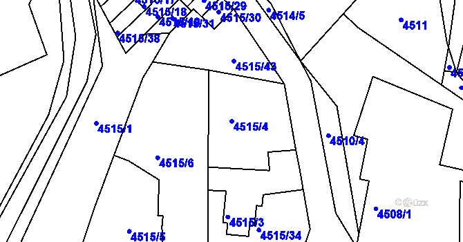 Parcela st. 4515/4 v KÚ Příbram, Katastrální mapa