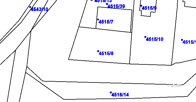 Parcela st. 4515/8 v KÚ Příbram, Katastrální mapa