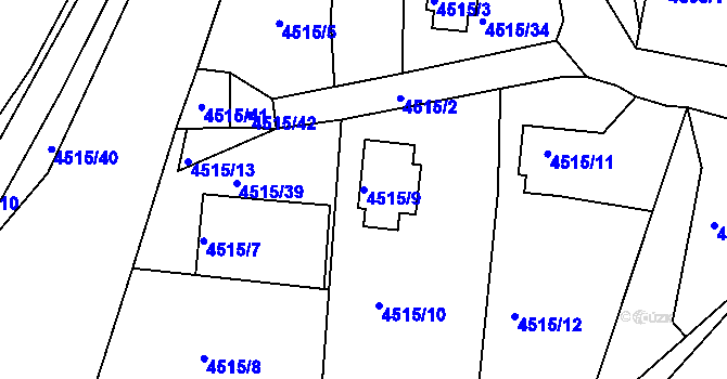 Parcela st. 4515/9 v KÚ Příbram, Katastrální mapa