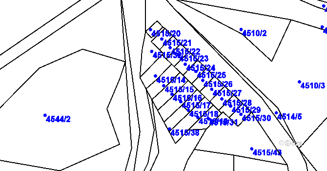 Parcela st. 4515/15 v KÚ Příbram, Katastrální mapa