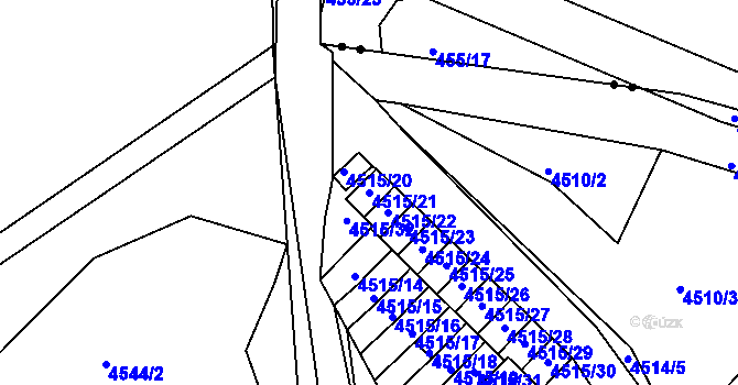 Parcela st. 4515/21 v KÚ Příbram, Katastrální mapa