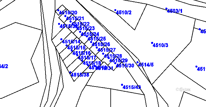 Parcela st. 4515/28 v KÚ Příbram, Katastrální mapa