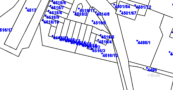 Parcela st. 4516/2 v KÚ Příbram, Katastrální mapa