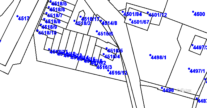Parcela st. 4516/4 v KÚ Příbram, Katastrální mapa