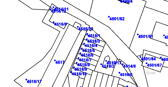 Parcela st. 4518/4 v KÚ Příbram, Katastrální mapa