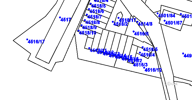 Parcela st. 4518/12 v KÚ Příbram, Katastrální mapa