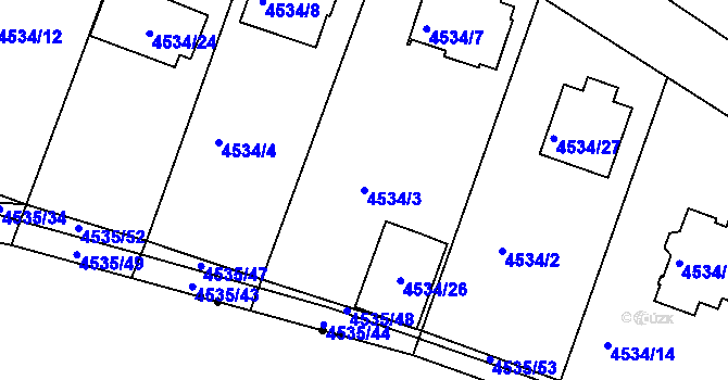 Parcela st. 4534/3 v KÚ Příbram, Katastrální mapa