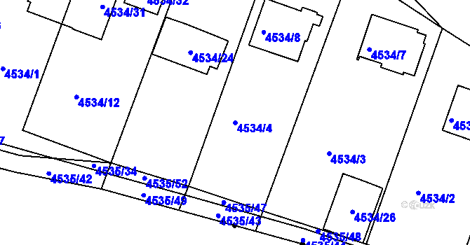 Parcela st. 4534/4 v KÚ Příbram, Katastrální mapa