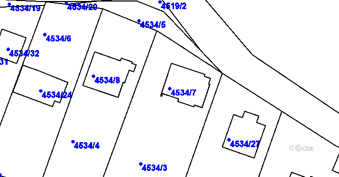 Parcela st. 4534/7 v KÚ Příbram, Katastrální mapa