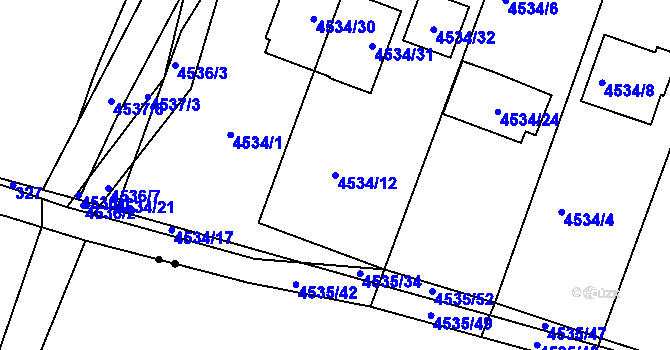 Parcela st. 4534/12 v KÚ Příbram, Katastrální mapa