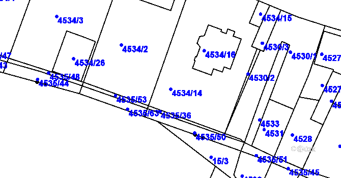 Parcela st. 4534/14 v KÚ Příbram, Katastrální mapa