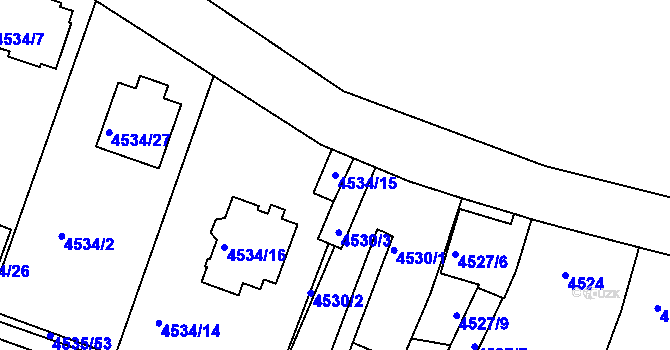 Parcela st. 4534/15 v KÚ Příbram, Katastrální mapa