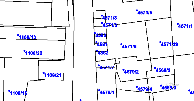 Parcela st. 4582 v KÚ Příbram, Katastrální mapa