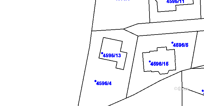Parcela st. 4596/13 v KÚ Příbram, Katastrální mapa