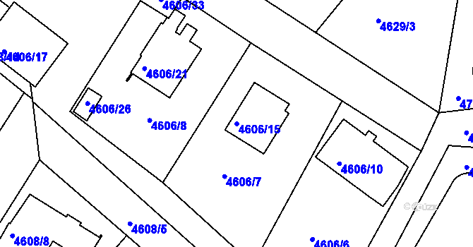 Parcela st. 4606/15 v KÚ Příbram, Katastrální mapa