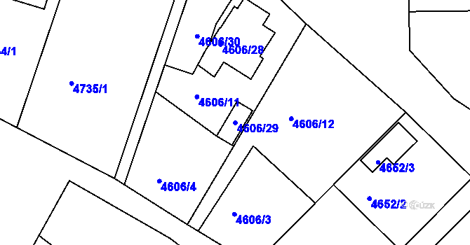 Parcela st. 4606/29 v KÚ Příbram, Katastrální mapa