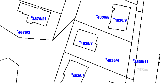 Parcela st. 4636/7 v KÚ Příbram, Katastrální mapa