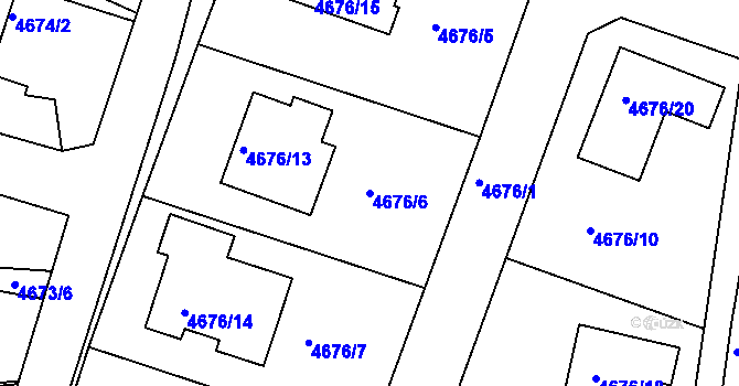 Parcela st. 4676/6 v KÚ Příbram, Katastrální mapa