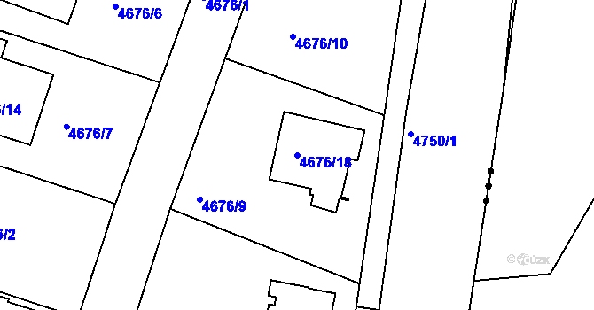Parcela st. 4676/18 v KÚ Příbram, Katastrální mapa