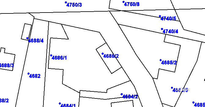 Parcela st. 4686/2 v KÚ Příbram, Katastrální mapa
