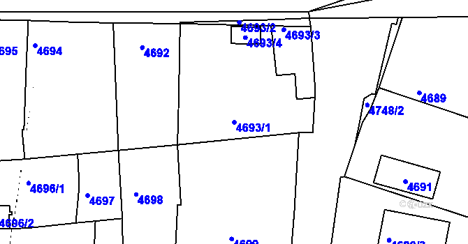 Parcela st. 4693/1 v KÚ Příbram, Katastrální mapa
