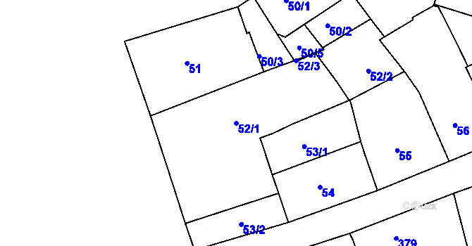 Parcela st. 52/1 v KÚ Příbram, Katastrální mapa