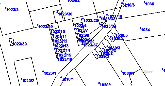 Parcela st. 1023/37 v KÚ Příbram, Katastrální mapa