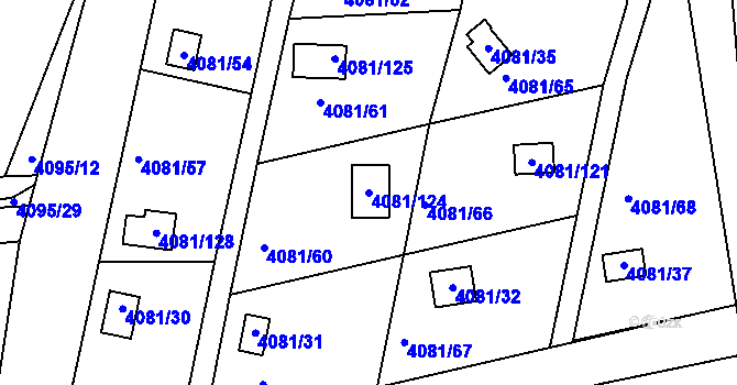 Parcela st. 4081/124 v KÚ Příbram, Katastrální mapa
