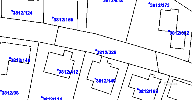 Parcela st. 3812/328 v KÚ Příbram, Katastrální mapa