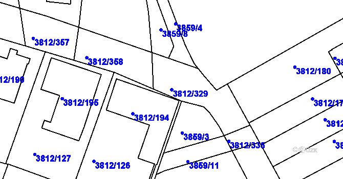 Parcela st. 3812/329 v KÚ Příbram, Katastrální mapa