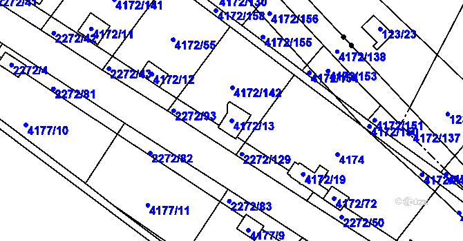 Parcela st. 4172/13 v KÚ Příbram, Katastrální mapa