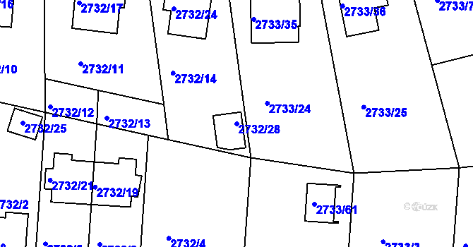 Parcela st. 2732/28 v KÚ Příbram, Katastrální mapa