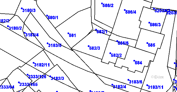 Parcela st. 582/3 v KÚ Příbram, Katastrální mapa