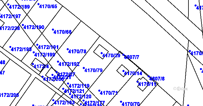 Parcela st. 4170/29 v KÚ Příbram, Katastrální mapa