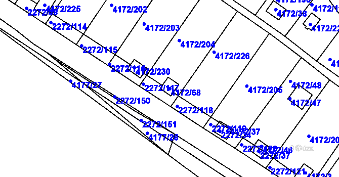 Parcela st. 4172/68 v KÚ Příbram, Katastrální mapa